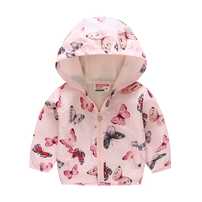 Benemaker/ г.; весенние тонкие пальто для мальчиков и девочек; одежда для детей; куртки с принтом; детская ветровка; Осенняя верхняя одежда для малышей; YJ055 - Цвет: Pink Butterfly