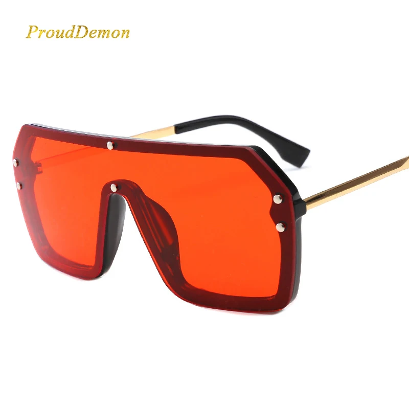 ProudDemon большие квадратные цельные солнцезащитные очки мужские классические большие пластиковые заклепки женские солнцезащитные очки унисекс очки для вождения