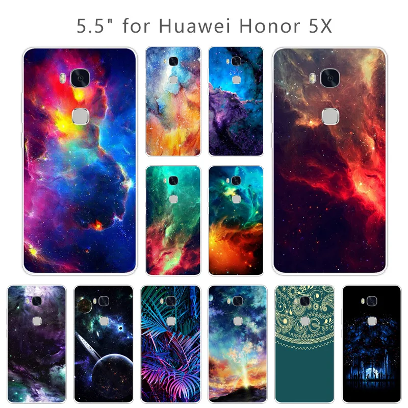 Soft Silicon Cases for Huawei Honor 5X Full Protector Nebula Back Cover For 5 X X5 GR5 Clear 5.5 inches Coque Funda |