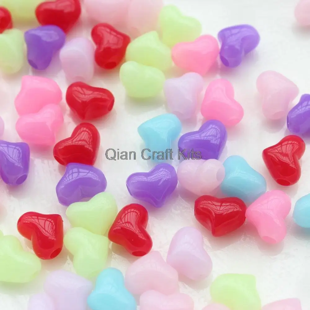 150pcs Glitter jelly heart Bead Hearts For Kandi Rave bracelets hair