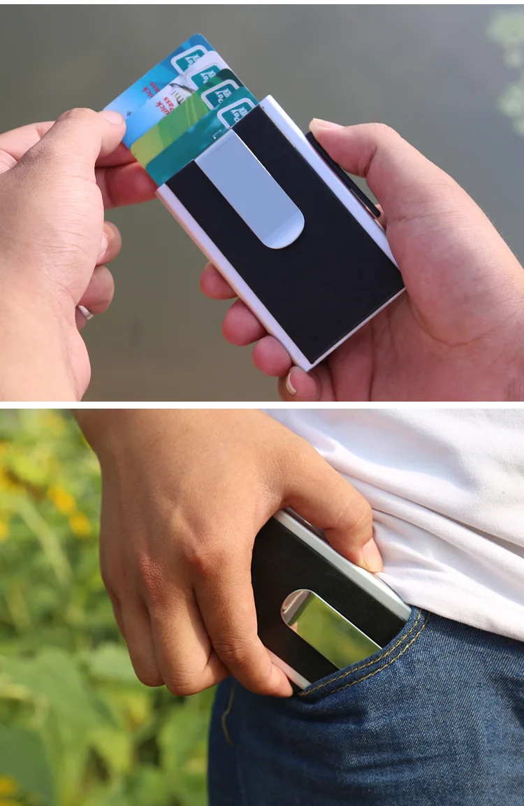 Алюминиевый карбоновый Металлический Мини зажим для денег RFID чехол для кредитных визиток Автомобильный держатель для удостоверения личности Кошелек Зажим для путешествий
