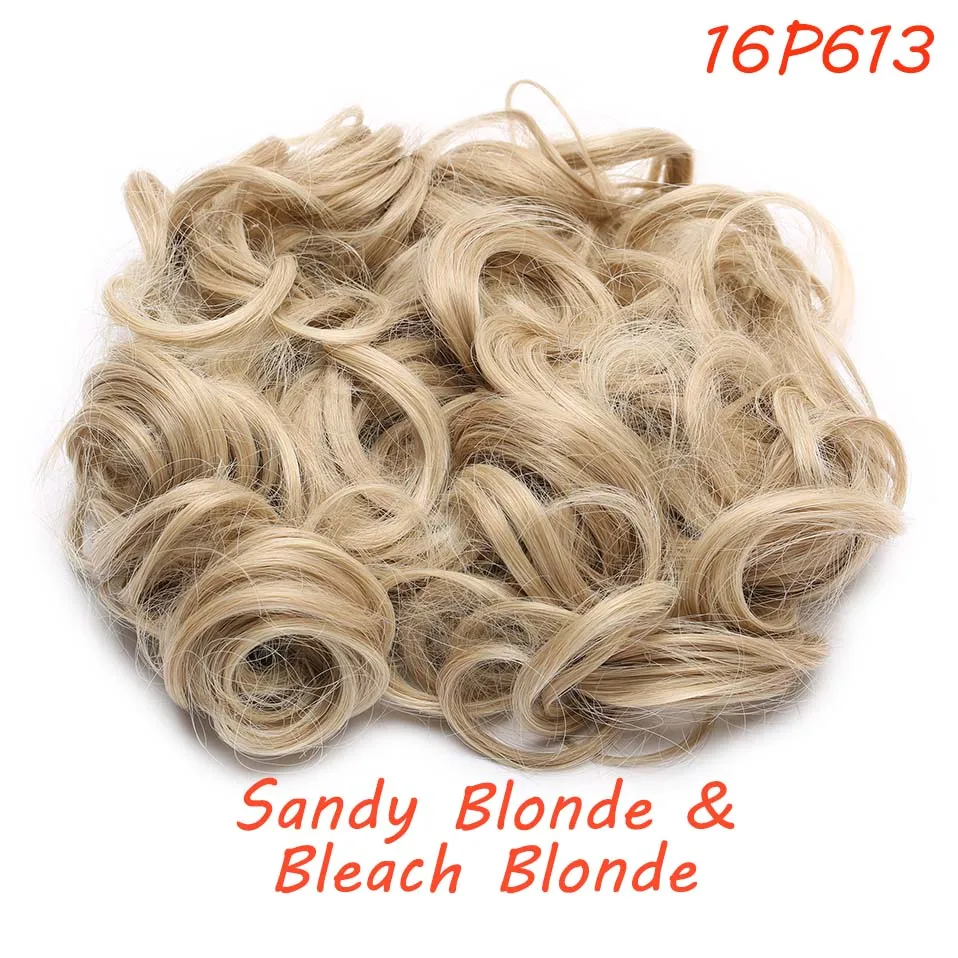 S-noilite большой гребень клип в вьющихся синтетических волос штук шиньон Updo покрытие шиньон наращивание волос булочка - Цвет: 16P613
