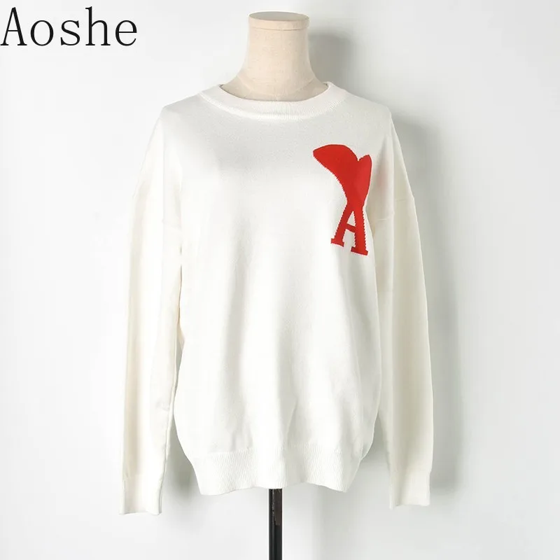 

2019 women Blouse Spring Red Love A letter round collar sweater new fashion sweater