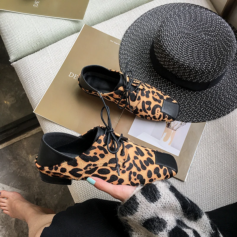 Женские пикантные туфли-лодочки модные туфли из воловьей кожи с вышивкой конского волоса 22-24,5 см в европейском и американском стиле удобные и мягкие туфли с леопардовым принтом