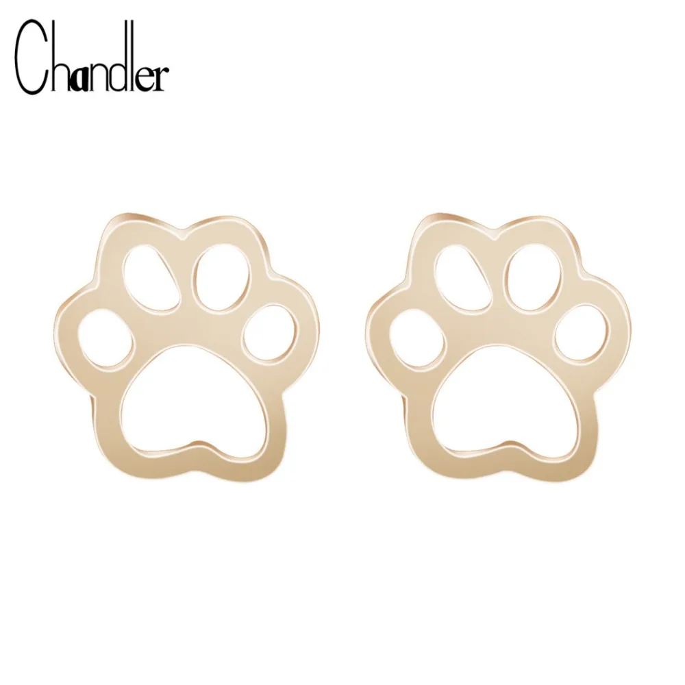 Gold Silver Plated Cute Dog Cat Paw Stud Earrings For Women Men Girls Hollow Animal Footprint Pendientes Brincos Trendy Jewelry