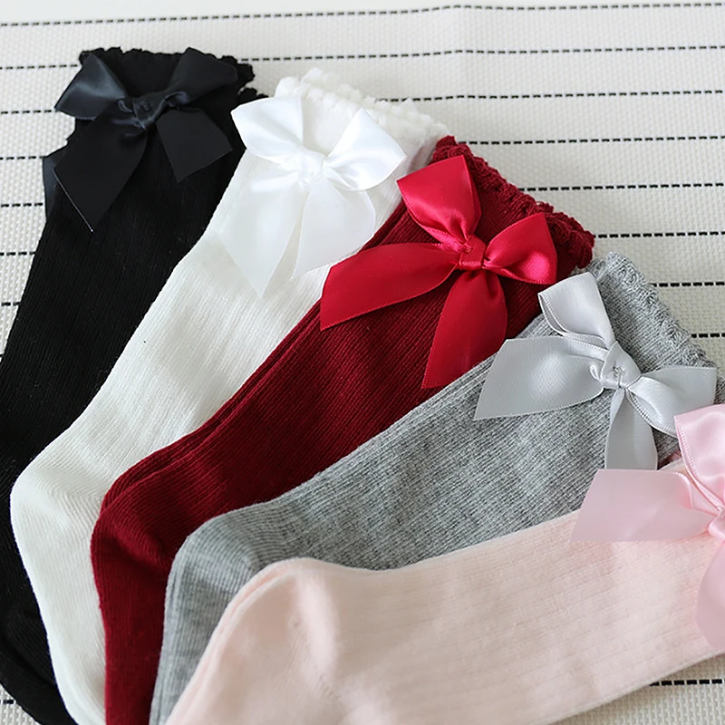 

Lovely New Kids Socks Toddlers Girls Big Bow Knee High Long Soft Cotton Baby Socks Infant Girls kniekousen meisje