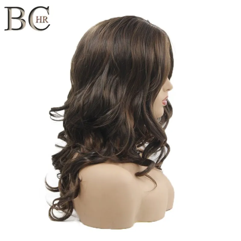 BCHR Омбре каштановые Искусственные парики с взрыва боковая часть длинные волнистые парики для черных женщин бесклеевая термостойкая волокна парик