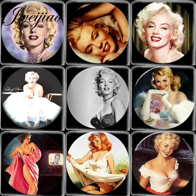 

JWEIJIAO Marilyn Monroe Square Shape Art Photo 12mm DIY Glass Cabochon Pattern Jewelry Accessories For Stud Earrings
