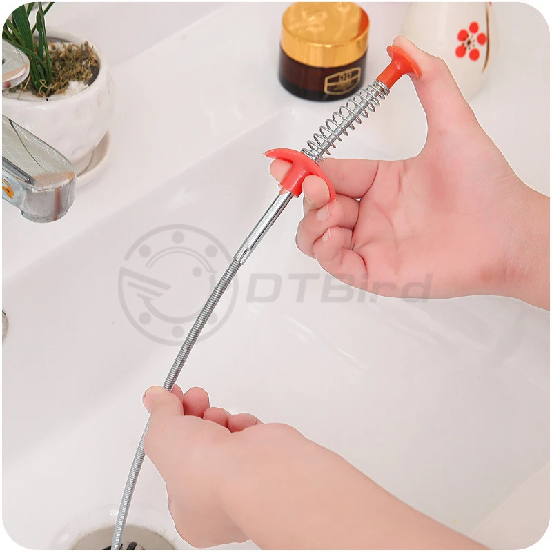 60cm Kitchen Bathroom Sink Pipe Drain Cleaner Pipeline Hair Cleaning Removal Shower Toilet Sewer Clog Long Line Plastic Hook