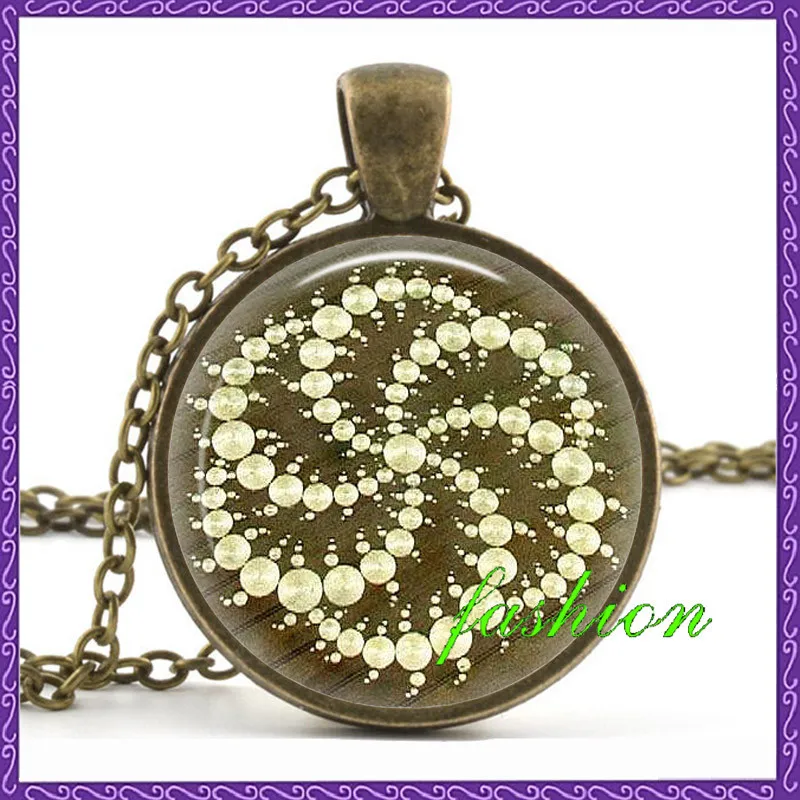 Crop Circle Spiral Pendant Necklace Glass Art Print Jewelry Charm Gifts