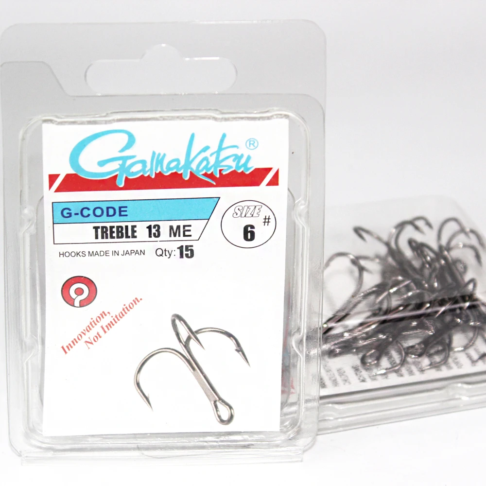 15 Pcs/lot 13ME Three hooks 1/2/4/6/8/10/12/# Black nickel Fishing Hook  Treble Overturned Hooks Round Bend Treble Bass gamakatsu