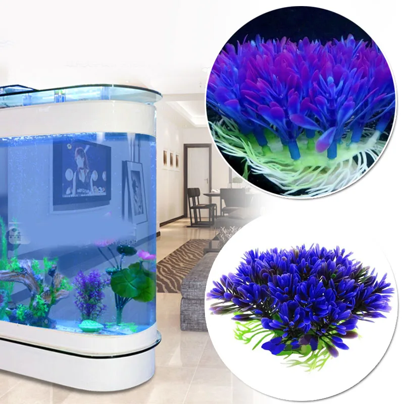 Модные фиолетовые травы водные аквариумные украшения тихий фильтр-водопад для Аквариума Декор Пейзаж