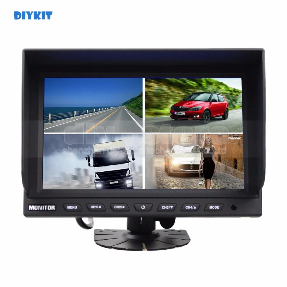 

DIYKIT High Quality 9 Inch Split Quad Display Color Rear View Monitorr CCTV Monitor Video Security Monitoring