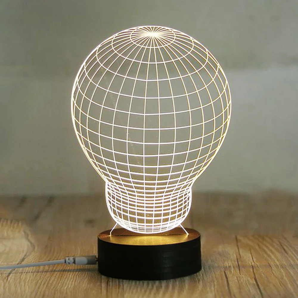

USB 5V Warm LED Beech Base 3D Bulb Design Acrylic Night Light High Brightness Decorative Lights