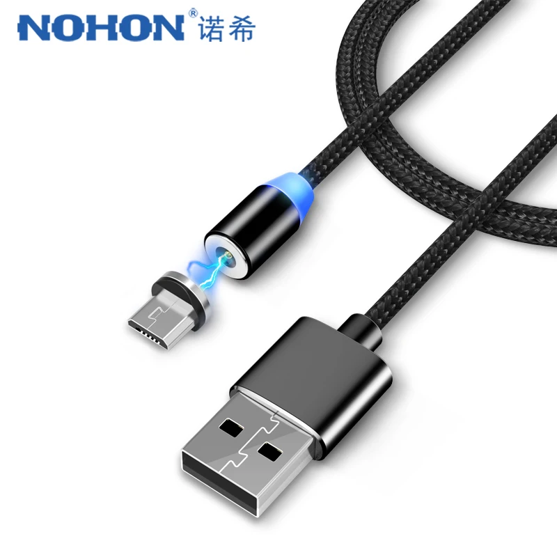 NOHON светодиодный магнитный кабель для зарядки Micro USB телефонный кабель для samsung S7 S6 S5 Note5 для Xiaomi 4 X Магнитный кабель для быстрой зарядки 1 м