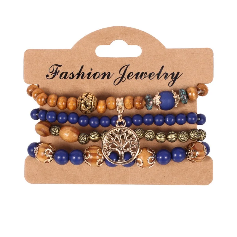 Find Me модный винтажный этнический длинный Браслет на цепочке с большими бусинами, эффектный Цветочный браслет в стиле бохо, браслеты для женщин, ювелирное изделие - Окраска металла: blue