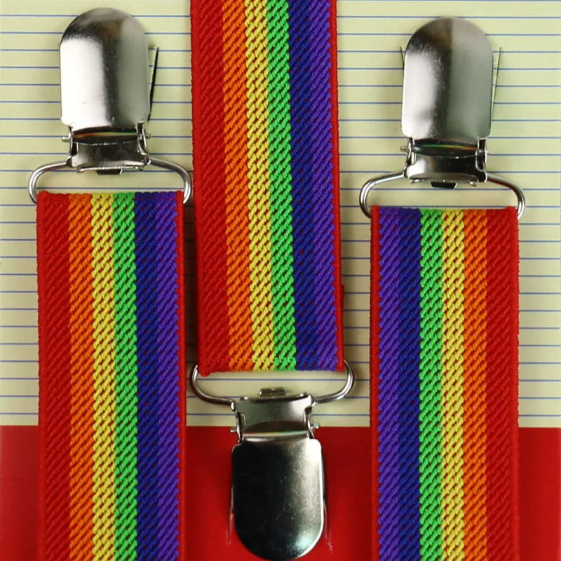 Winfox Fashion Toddlers Rainbow Stripes Style Suspenders Boys Girls Kids Children Elastic Y-Back Party Suspender