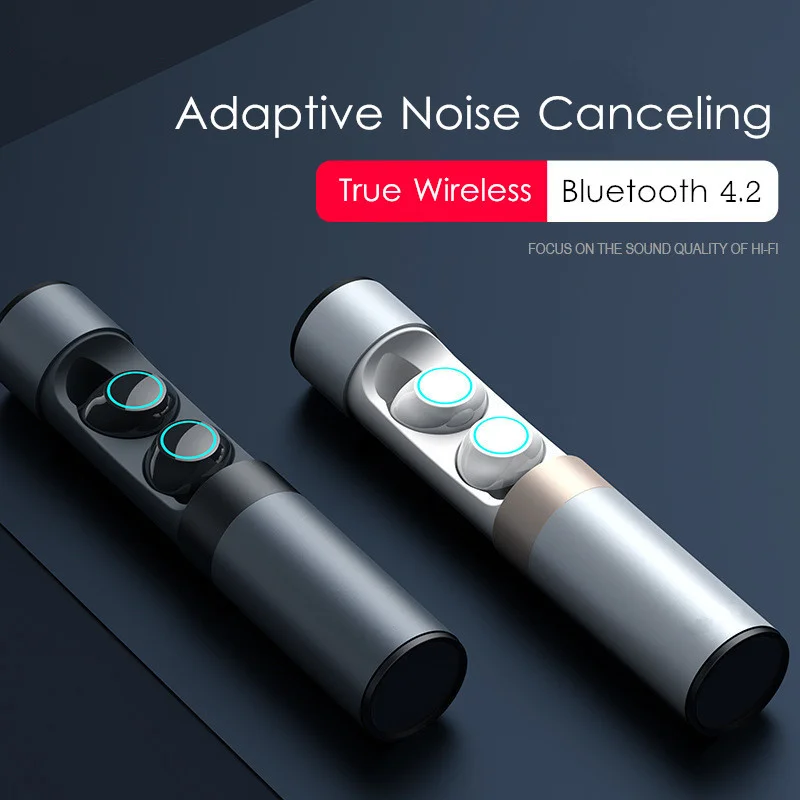 

NEW Wireless TWS Adaptive Noise Canceling Pure ANC HiFi bluetooth 4.2 Earphone With Charger Box Waterproof IPX5