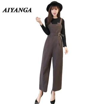 

Women Strap Backless Ankle Length Jumpsuits 2018 New Fashion Female High Waist Boot Cut Leg Playsuit Spring Loose Jumpsuit