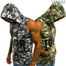 Mens Muscle Hoodie Tank Top Bodybuilding Gym Workout Sleeveless Vest Tee Men Jogger Fitness Top Outwear