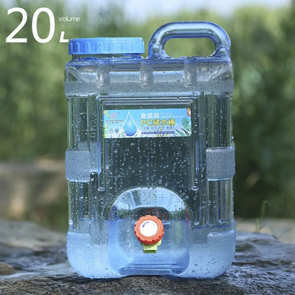 

Outdoor 15/20L Thicken Plastic Water Bag Tank Portable Tote Bucket Water Carrier With Water Faucet Water Barrel PE