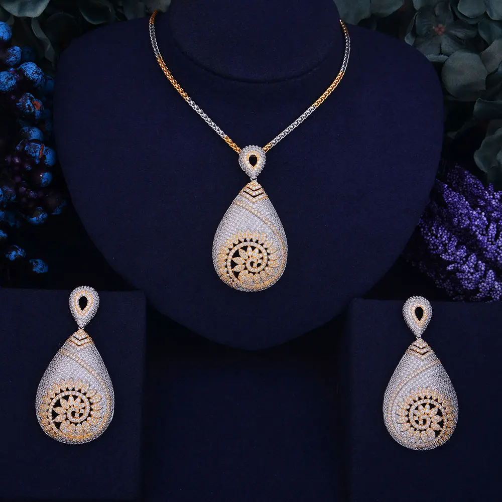 

GODKI Exclusive New Luxury Women Nigerian Wedding Naija Bride Cubic Zirconia Necklace Dubai 2PCS Wedding Jewelry Set