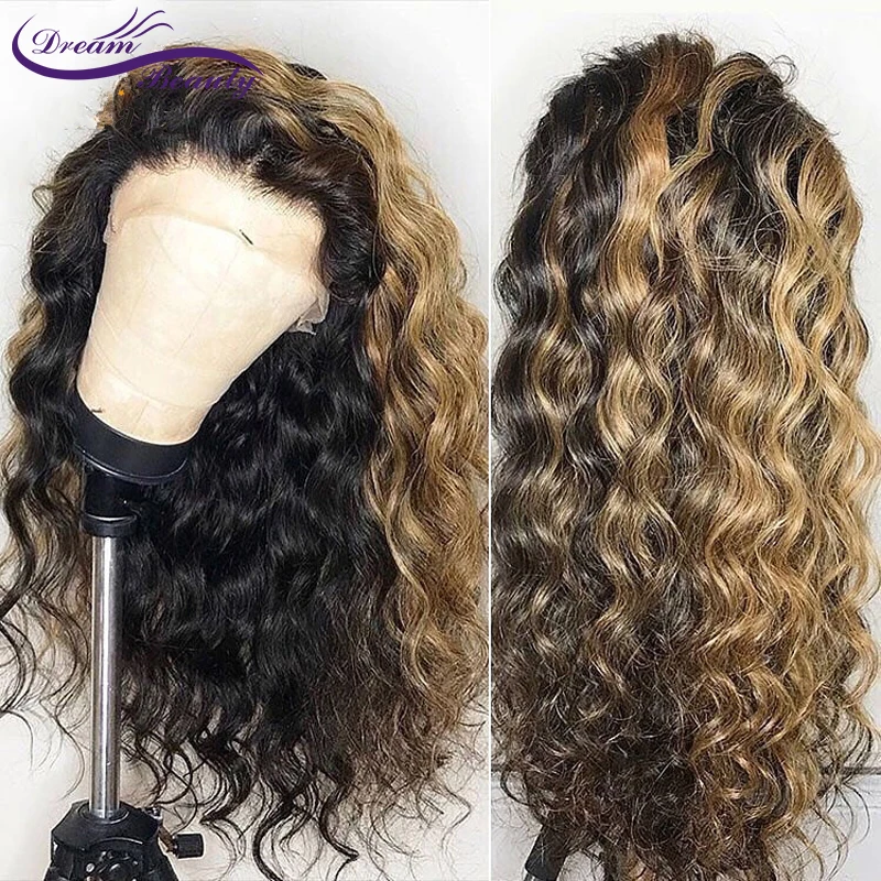  Ombre Highlight Color Lace Front Human Hair Wigs with Baby Hair Pre-Plucked Hairline Remy Brazilian