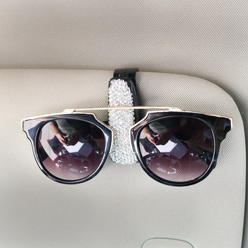 

Sun Visor Glasses Cases Sunglasses Eyeglasses Holder Portable Auto Fastener Clip Rhinestone Diamond Decoration Car Ornament
