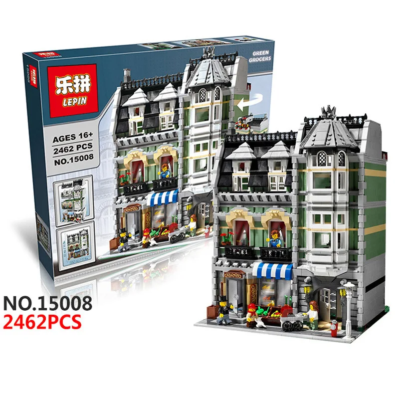 

Lepin 15008 2462Pcs City Street Green Grocer Model Building Kits Blocks Bricks Compatible Educational toys 10185 Children Gift