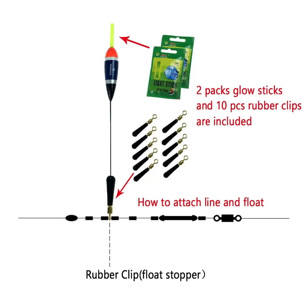 10 قطعة/الوحدة 5g ليلة الصيد يطفو بوبر توهج في الظلام المياه العذبة الكارب الصيد تعويم العوامة الخشب مضيئة العائمة تعويم Pesca