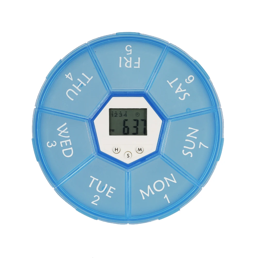 LED Light Pills Case 7 Day Pill Box Organizer with Timer Medicine