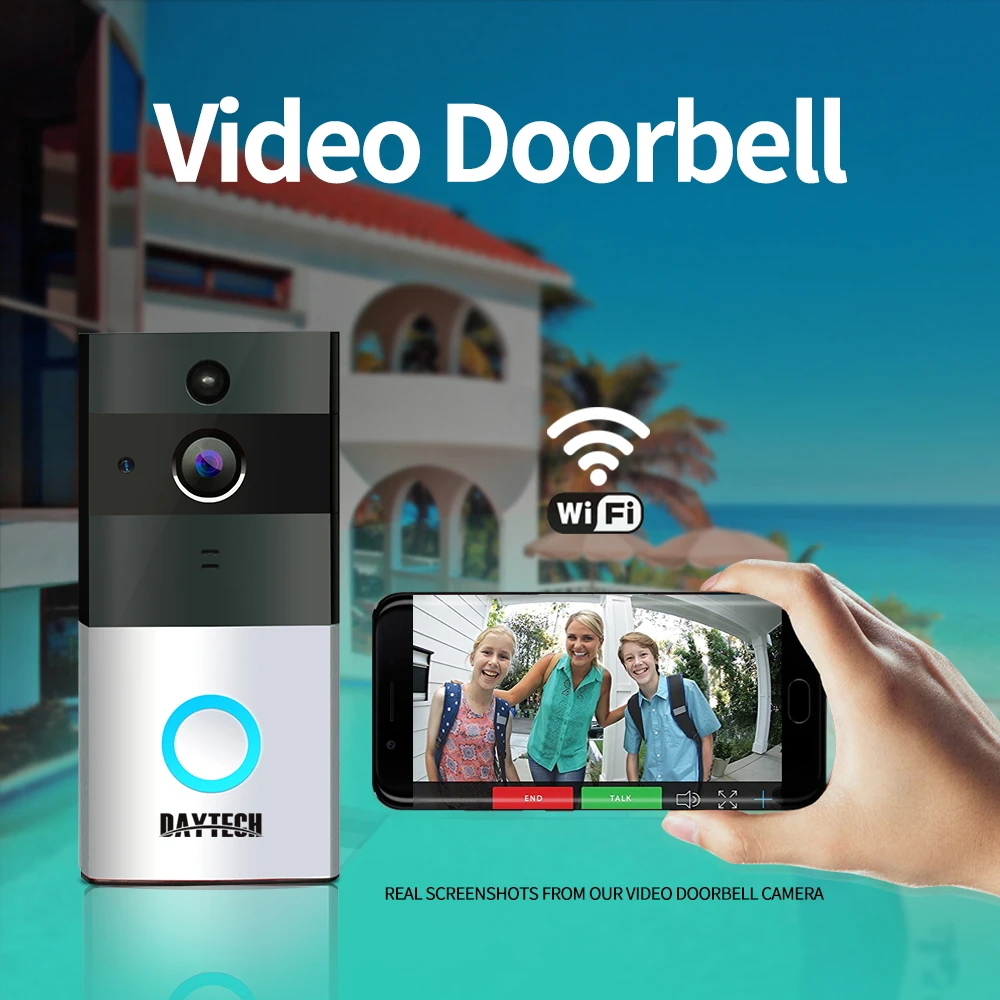  DAYTECH Wireless WiFi Video Doorbell Camera IP Ring Door bell Two Way Audio APP Control iOS Android