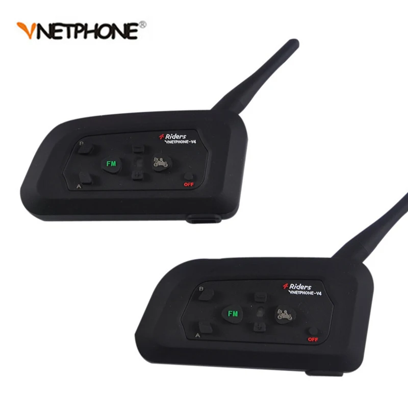 

2PCS Wireless Bluetooth Football Referee Intercom Headset Full Duplex Interphone with FM for 4 Users Vnetphone V4C 1200M