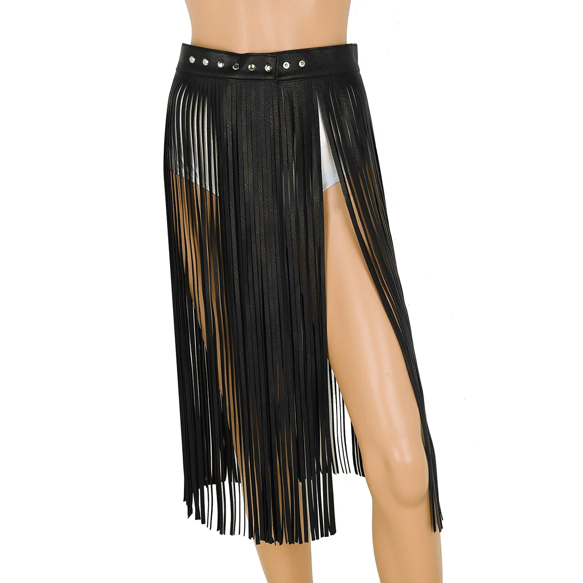 Бренд для женщин Дамская мода длинные широкие ремни искусственная кожа Высокая талия юбка хиппи пояс в стиле бохо длинная бахрома кисточка юбка пояс