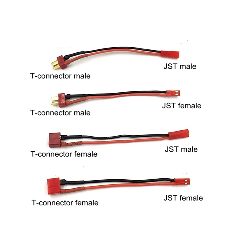 

FATJAY T-connector T plug to JST connector male female conversion adapter 18AWG soft silicone wire 10cm for RC hobby acc