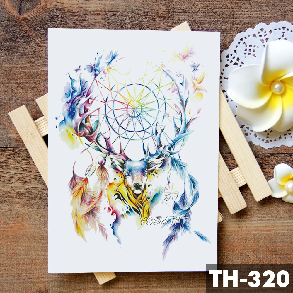 Unicorn Geometric Rose Fox Wolf Waterproof Temporary Tattoo Sticker Swan Elk Animals Flash Tattoos Body Art Fake tatoo