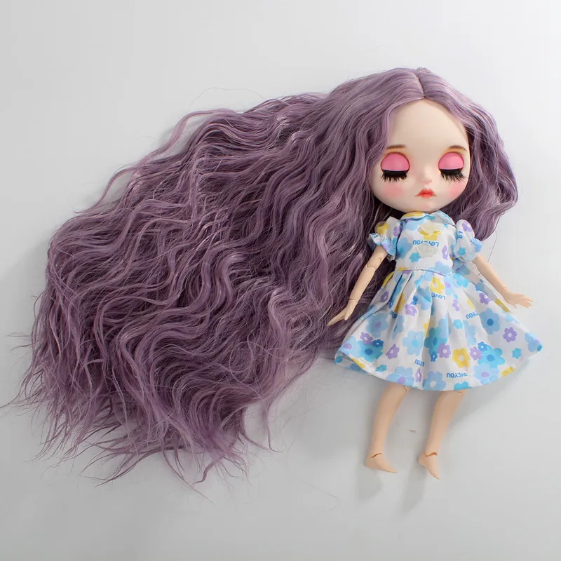 Высокая Guality длинные вьющиеся зеленые/фиолетовые парики для кукол Blyth высокотемпературный кукольный парик только