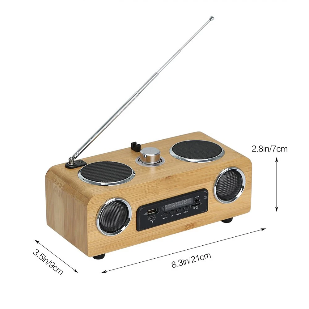Бамбуковый Модернизированный экологически чистый ручной светильник, портативный мини-динамик с деревянными бумбоксами и функцией радио+ пульт дистанционного управления