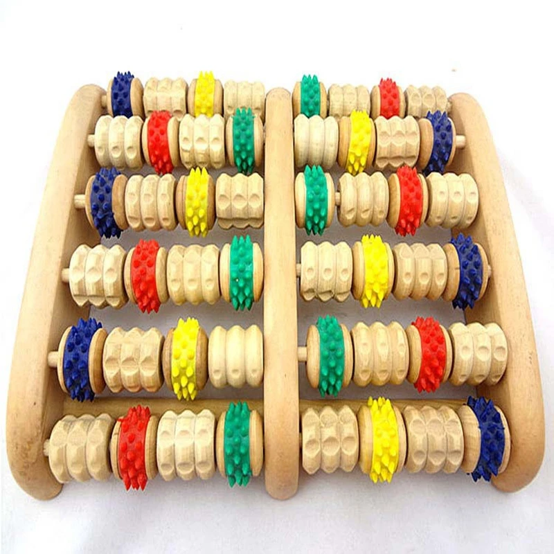 Wooden Foot Massage device Six rows foot massage Foot Roller Massager Reflexology Acupressure Reflexology Stress Roller