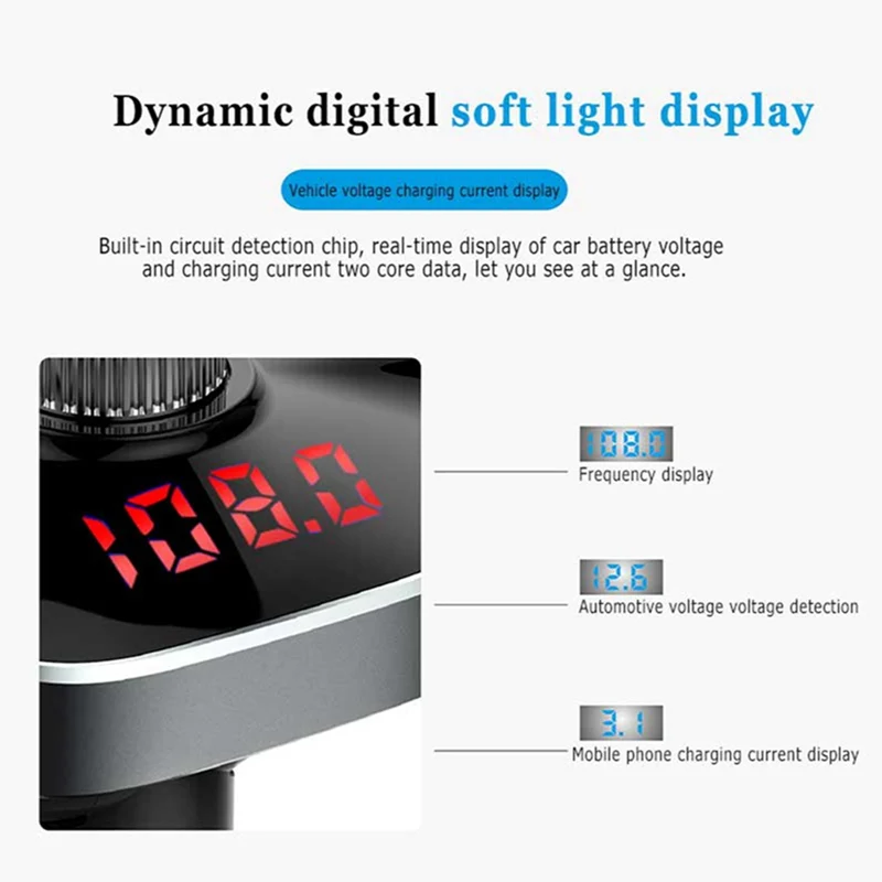 VicTsing Wireless Bluetooth Car FM Transmitter Mp3 Player 5V 3.1A Car Hands-free Dual USB Touch Screen Red Screen Car MP3 Kit    (16)