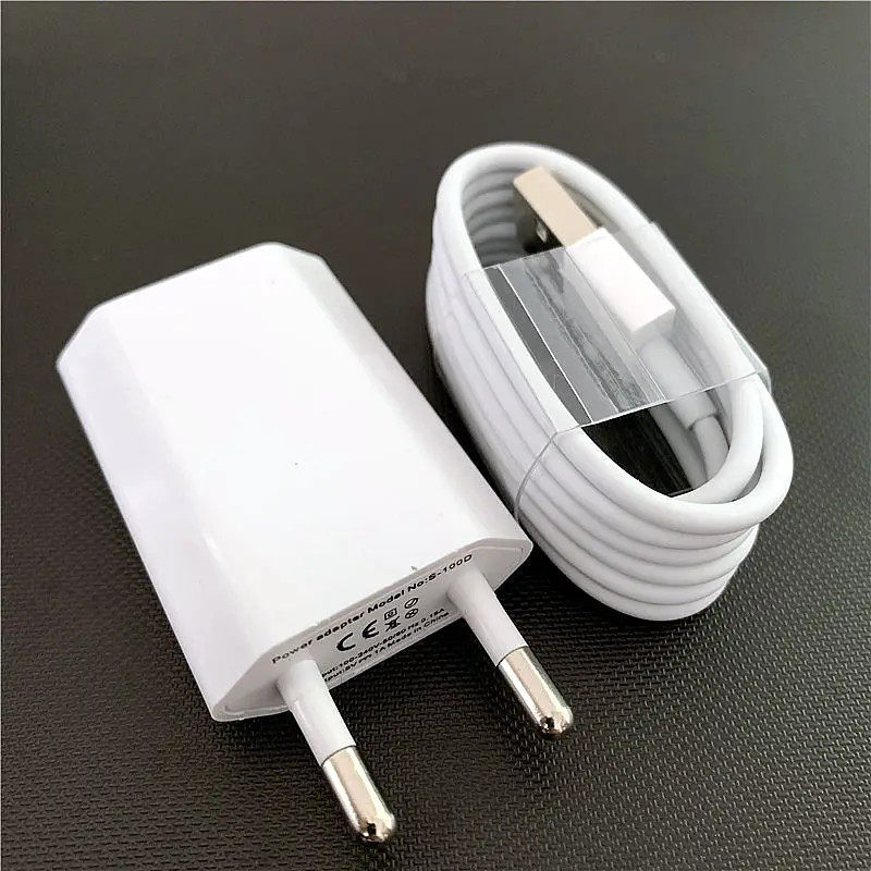

8pin Charger Cable for Apple iPhone XR Xs Max X 7 8 Plus EU Plug Travel Charger for iphone 6 6s plus 5 5s SE Data Wire