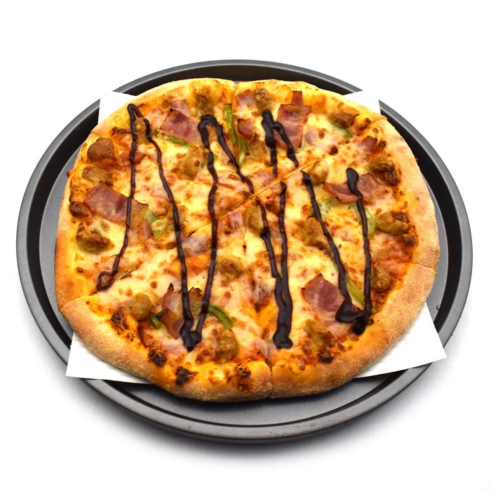 12 inch 4PCS/set Carbon Steel Nonstick Pizza Baking Pan Tray Pizza Plate Dishes Holder Bakeware Home Kitchen Baking Tools