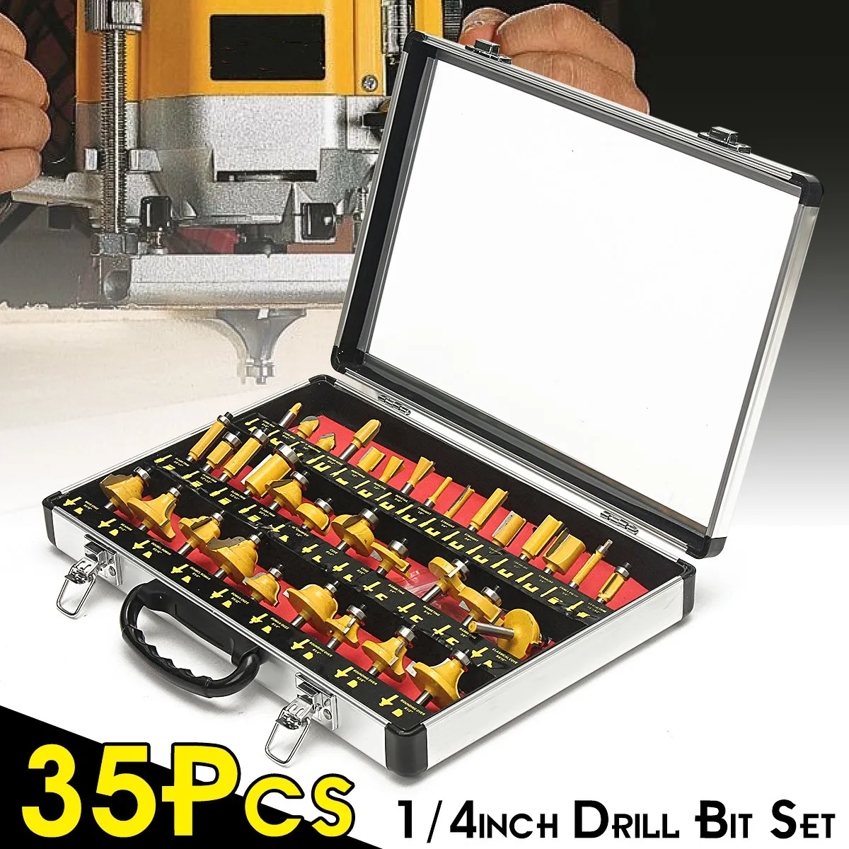 

35pcs 1/4 Inch Router Bit Set Shank Tungsten Carbide Router Bit Cutter Set Woodworking Cutter Rotary Tool