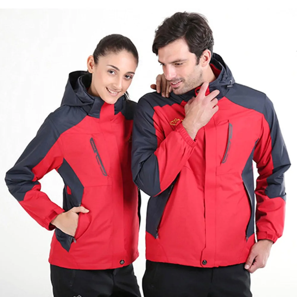 

M-8XL Outdoor Waterproof Jacket Windproof Windbreaker with Three Layers 2 in 1 with Inner Tank for Unisex Mountaineering Sports