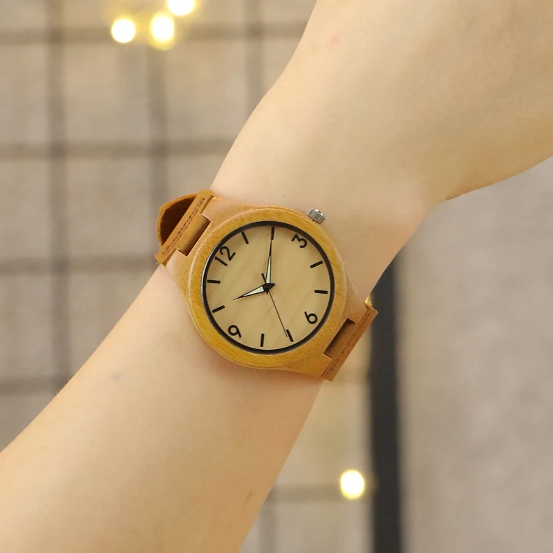 

2017 ALK Wood Watch fashion Wooden Quartz watch leather strap Wrist watch Luxury Brand no logo watch relogio femininos dropship