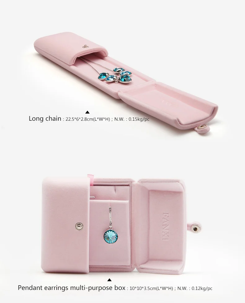 Oirlv Pink Velvet Jewelry Box Necklace Ring Bangle Buckle Box Display Storage Wedding Bride for Trad Showcase (15)