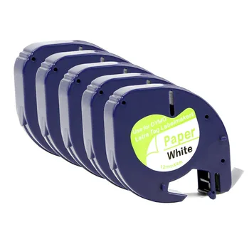 

5pcs comaptible dymo letratag label 12mmx4m black on white label LT 91200