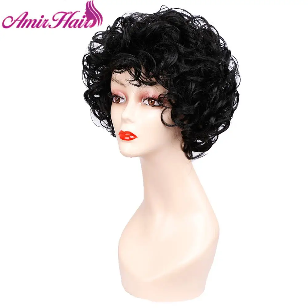 

Short Curly Wigs Synthetic Hair Black Brown Short Wig for Women Ombre Blonde Full Wig Hair Cosplay wig Party Amir Hair