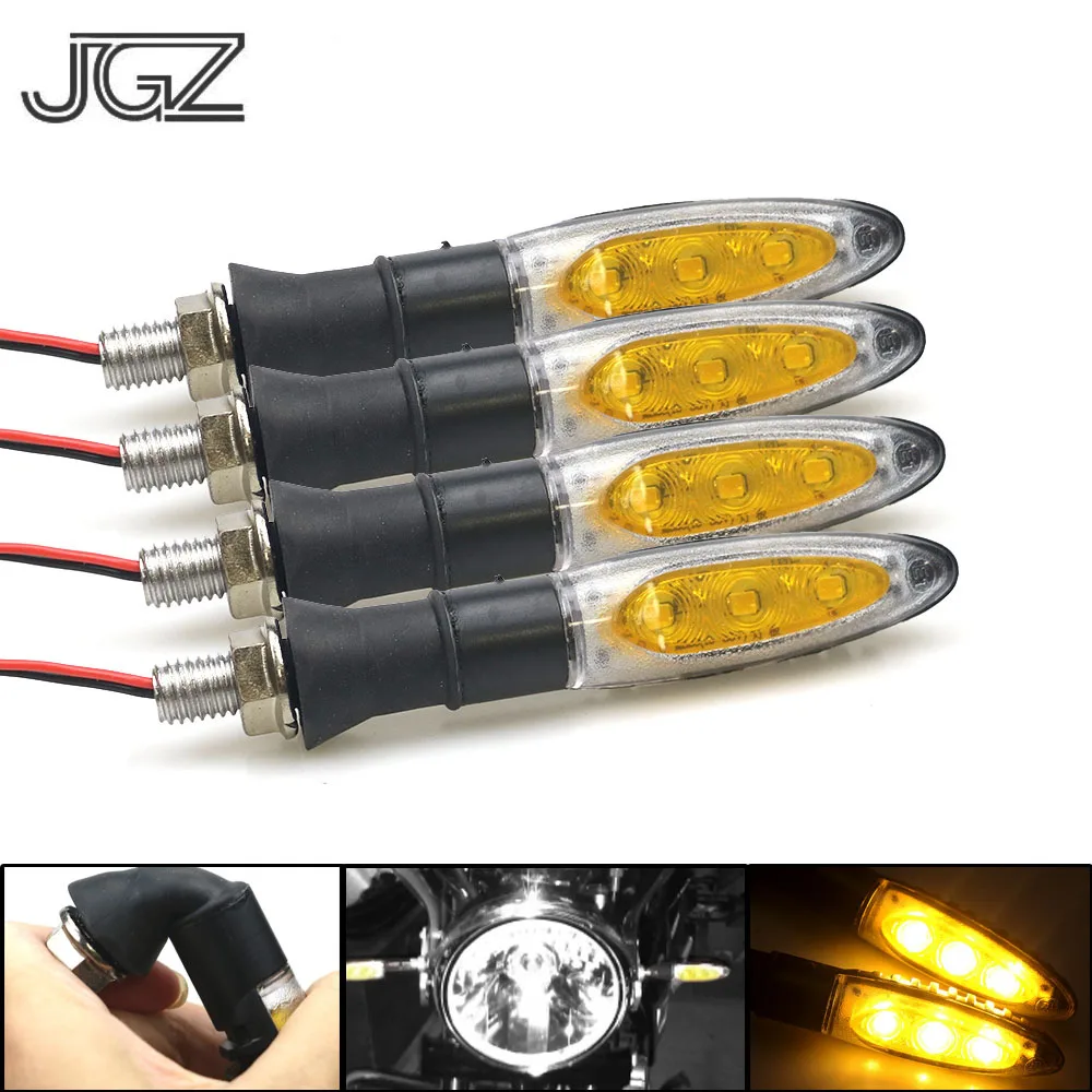 Pair 12V ABS Motorcycle LED Turn Signal Light Indicators For Honda Yamaha Suzuki