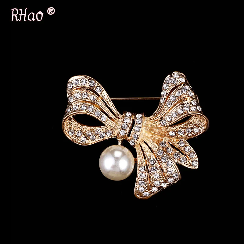 Fashion Bow pearl brooch cravat exquisite gift brooch Popular Cute Collar Flower Brooch
